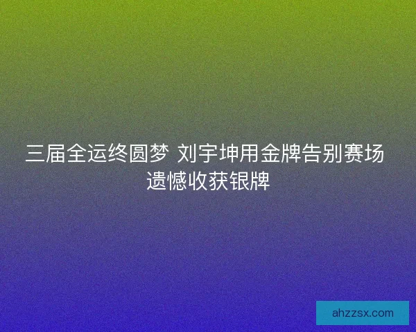三届全运终圆梦 刘宇坤用金牌告别赛场 遗憾收获银牌