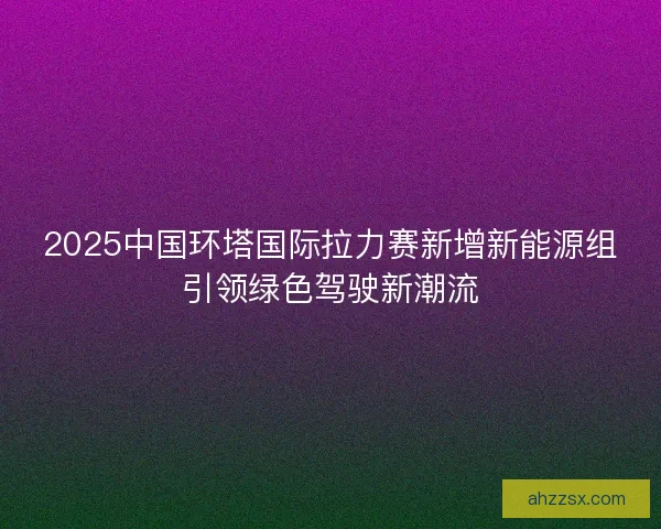 2025中国环塔国际拉力赛新增新能源组引领绿色驾驶新潮流